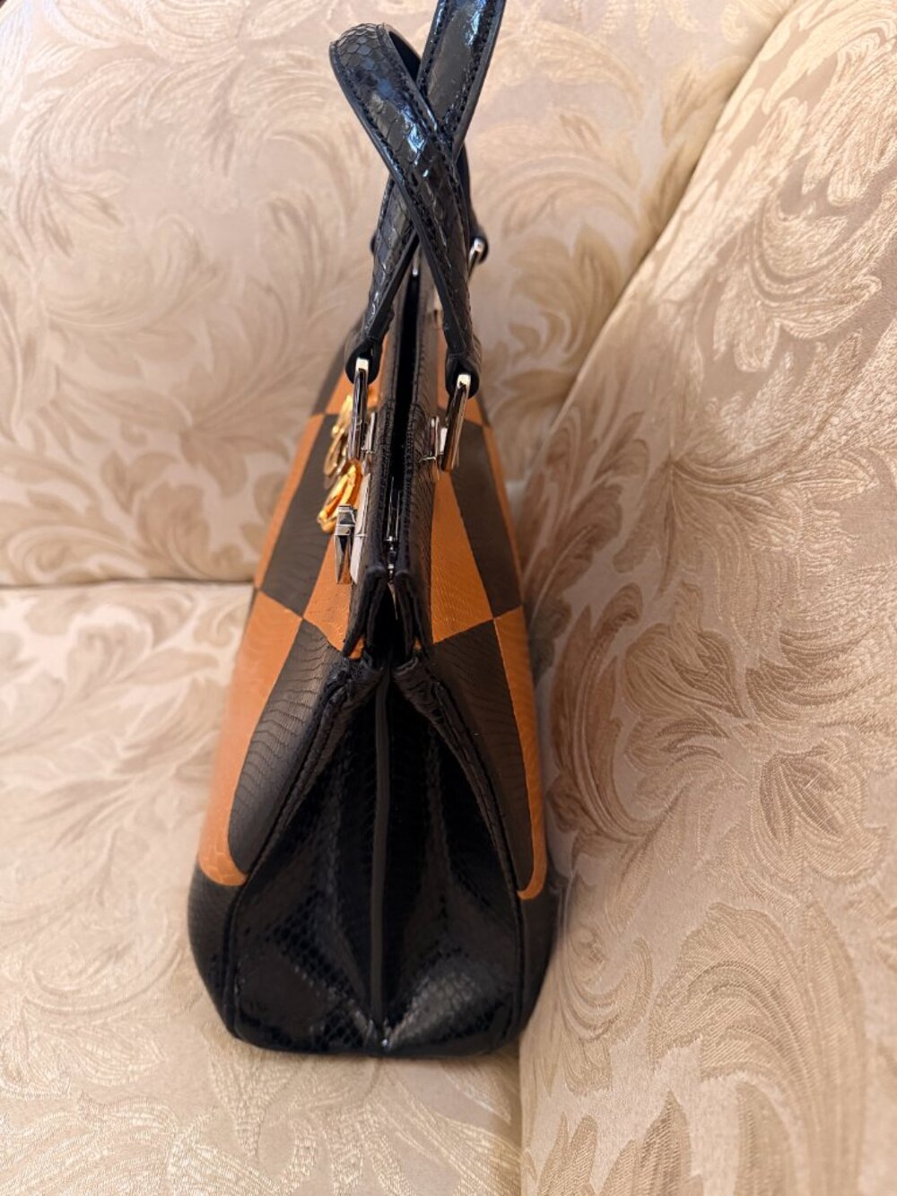ZUMI SNAKESKIN MEDIUM TOP HANDLE BAG - Picture 7 of 10